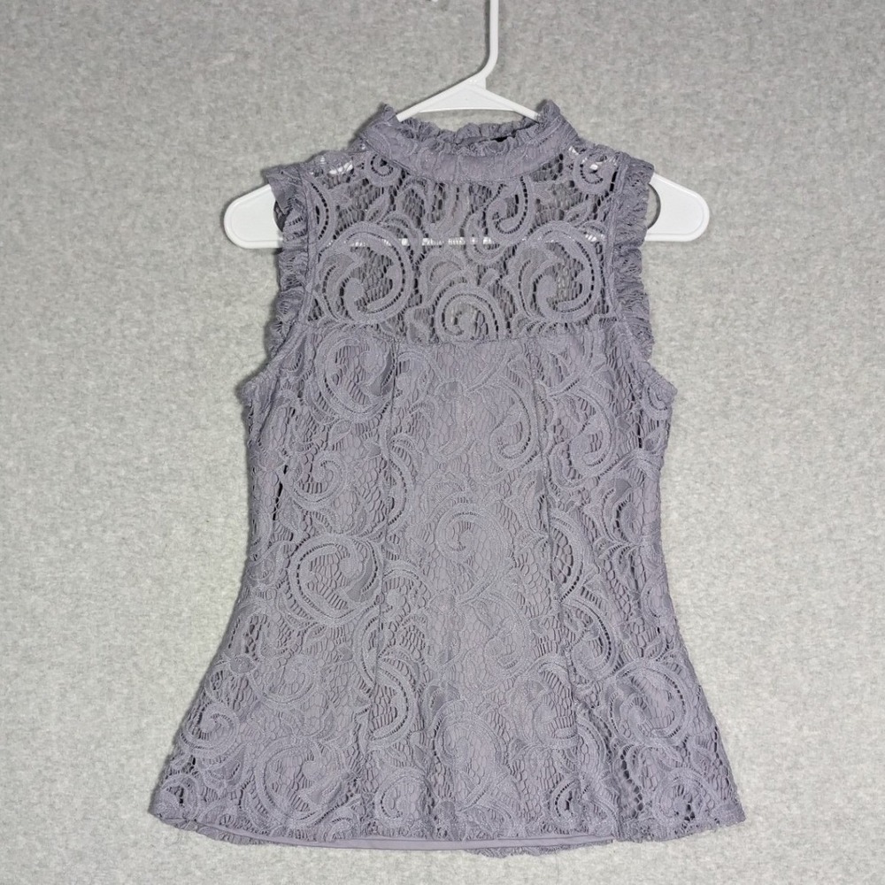 Heart & Soul Lace‎ Top Juniors Large Purple Mock Neck Sleeveless Ruffle Lined